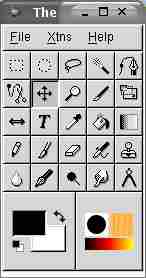 The Gimp window with Move
tool selected