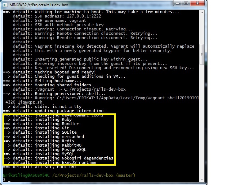 VirtualBox running