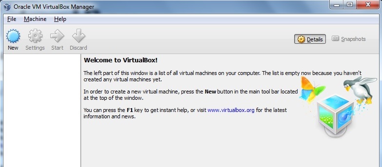 VirtualBox running